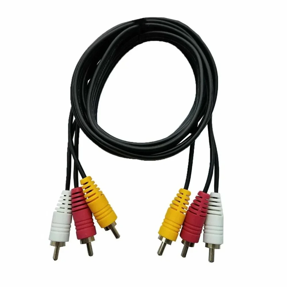 AV Male to Male 3 RCA Audio Video Composite Cable Black (6 feet)